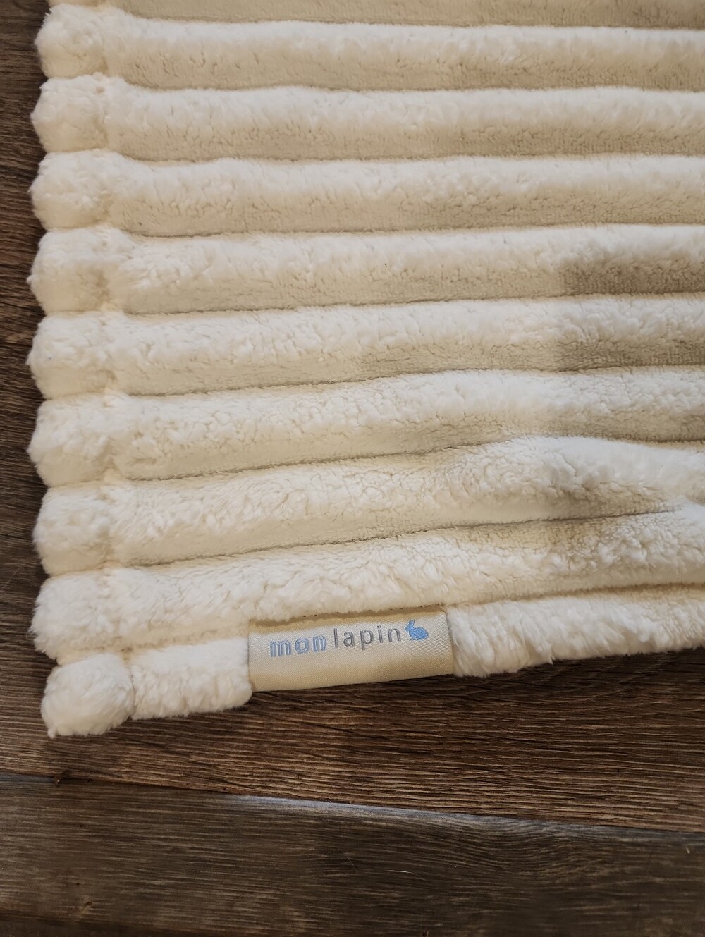 Mon Lapin Cream Plush Baby Blanket Soft Ivory Ribbed Lovey